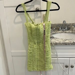 House of CB Cate Ruched Corset Mini Dress in Lime